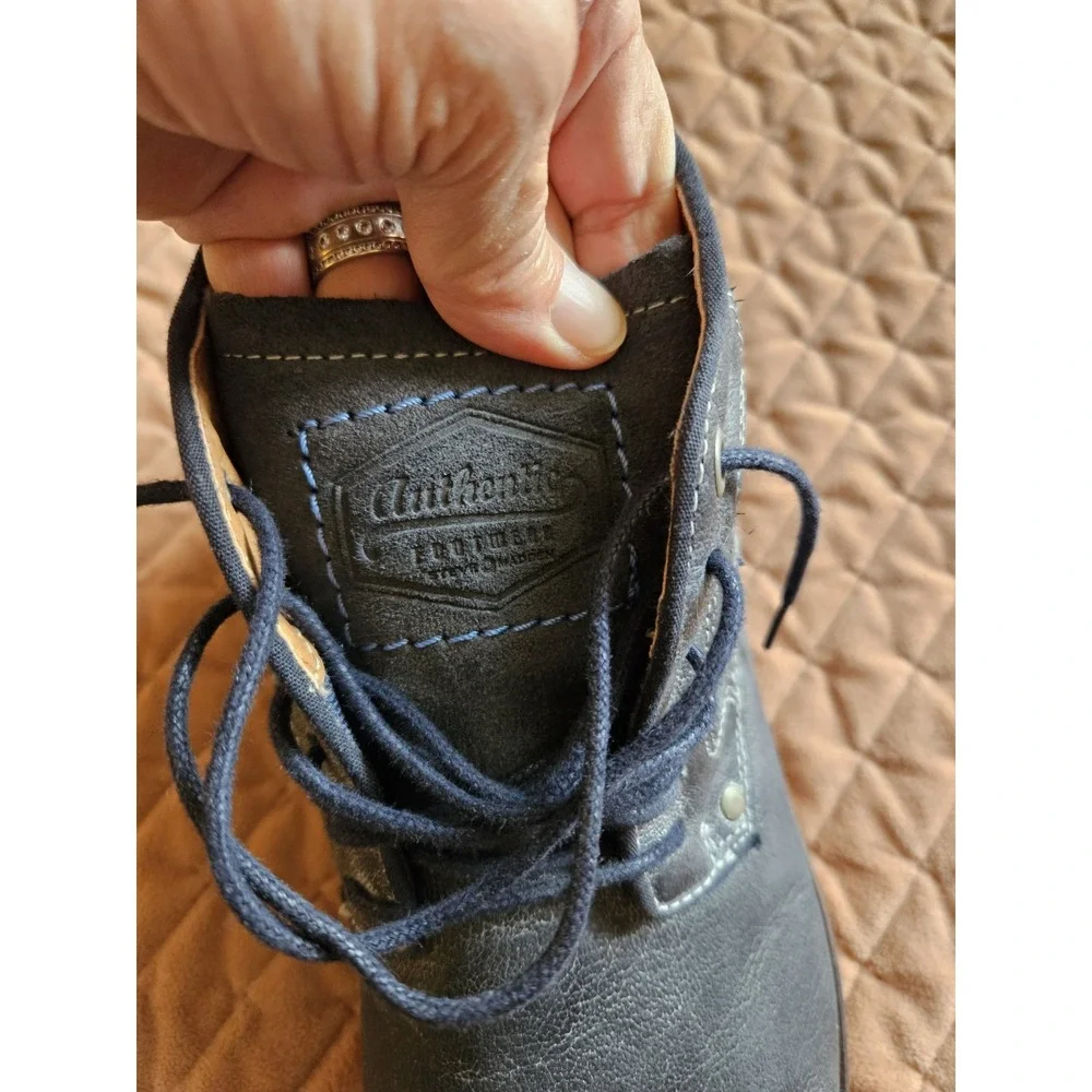 Steve Madden Men's Navy Blue Leather Newsprint Lace-Up Oxford Shoes, Size 12